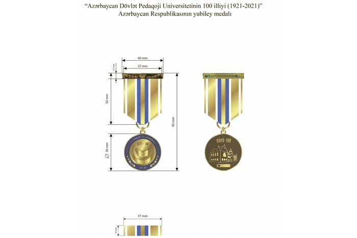 “Azərbaycan Dövlət Pedaqoji Universitetinin 100 illiyi (1921 – 2021)” Azərbaycan Respublikasının yubiley medalının təsviri